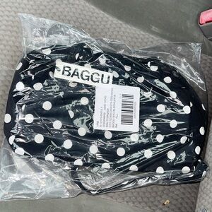 NWT! BAGGU x Urban Outfitters Nylon Bowler Bag - Black Polka Dot